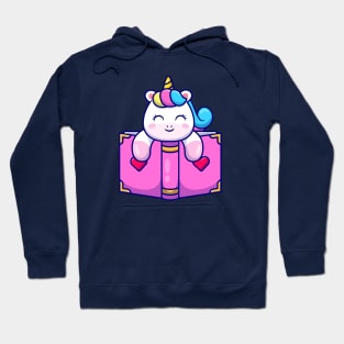 Cute Unicorn With Book Cartoon Hoodie